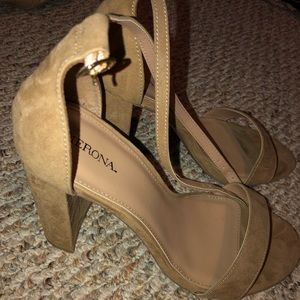 Nude Suede Chunky Heels *LIKE NEW*